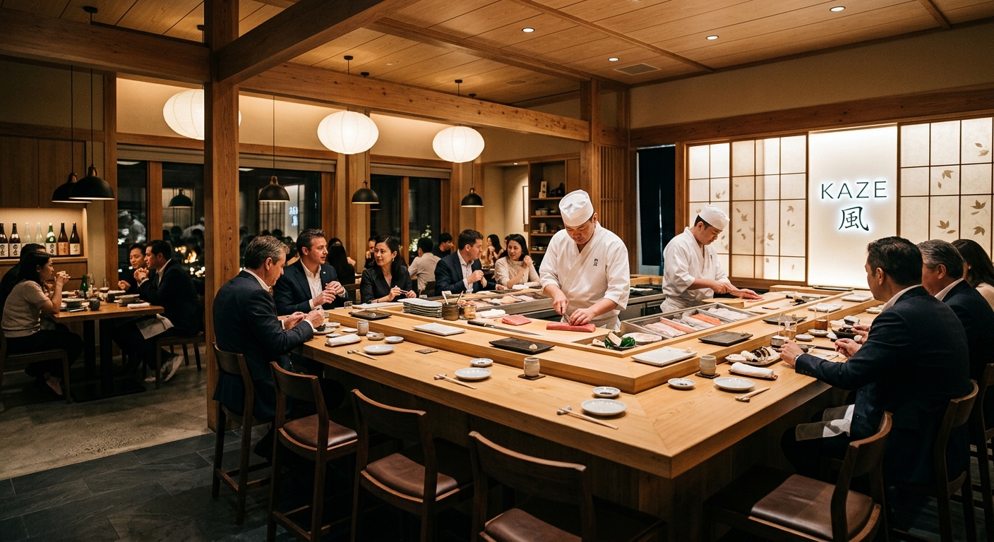 Upscale Japanese restaurant interior